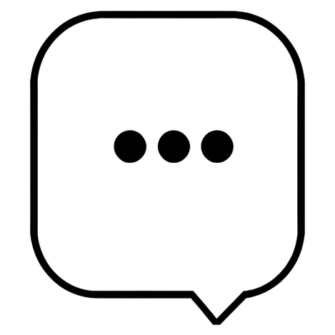 Outlined black speech bubble icon with three dots, symbolizing ongoing conversation or communication via blog.